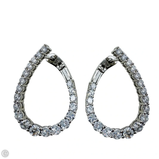 Sterling Silver Cubic Zirconia Teardrop Front and Back Hoop Earrings