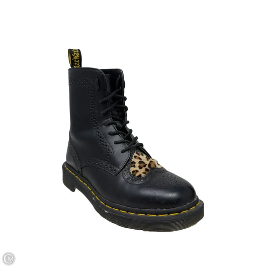 Bentley II Heart Black Leopard Combat Boots By Dr Martens In Black, Size: 7