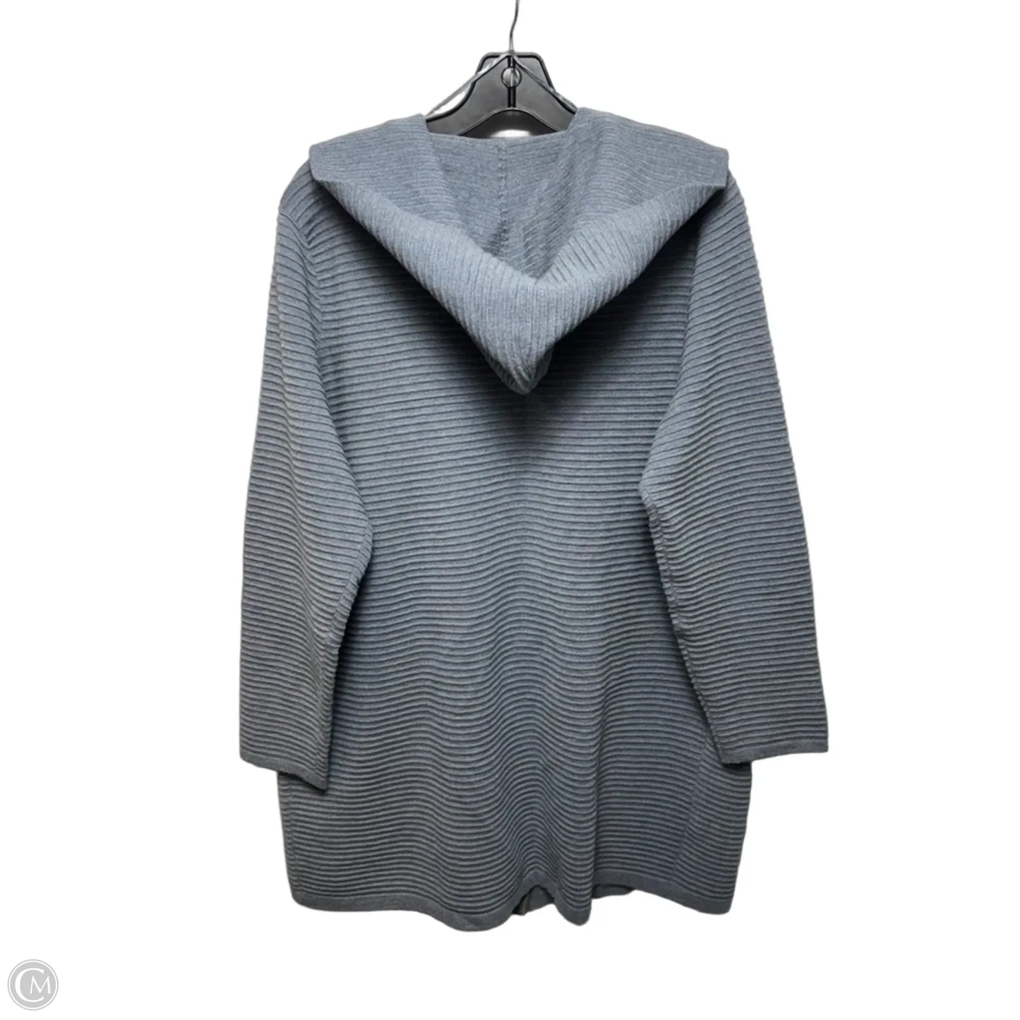 Sweater Cardigan With Hoodie By Evolution In Grey, Size: 1x