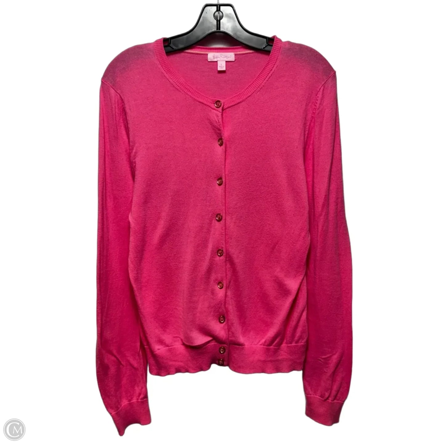 Sweater Cardigan Designer By Lilly Pulitzer In Pink, Size: L