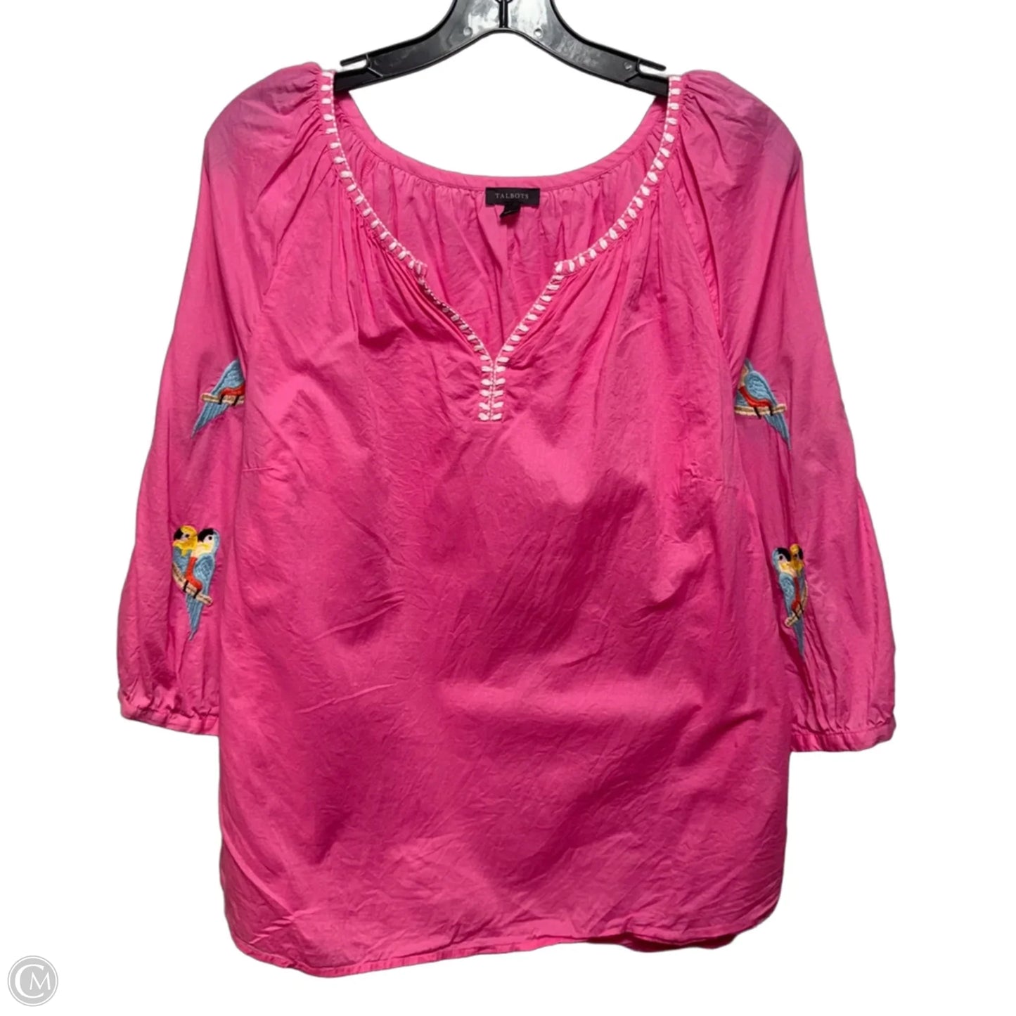 Embroidered Parrot Top Long Sleeve By Talbots In Animal Print, Size: L