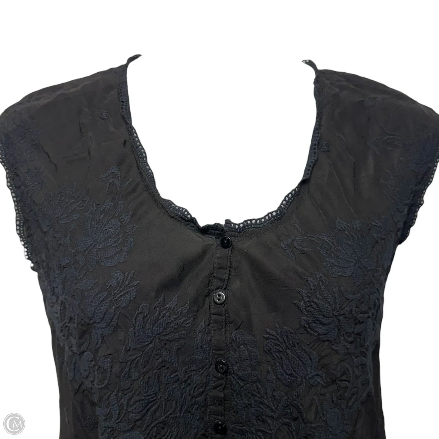 Embroidered Eyelet Tunic By Johnny Was In Black, Size: M