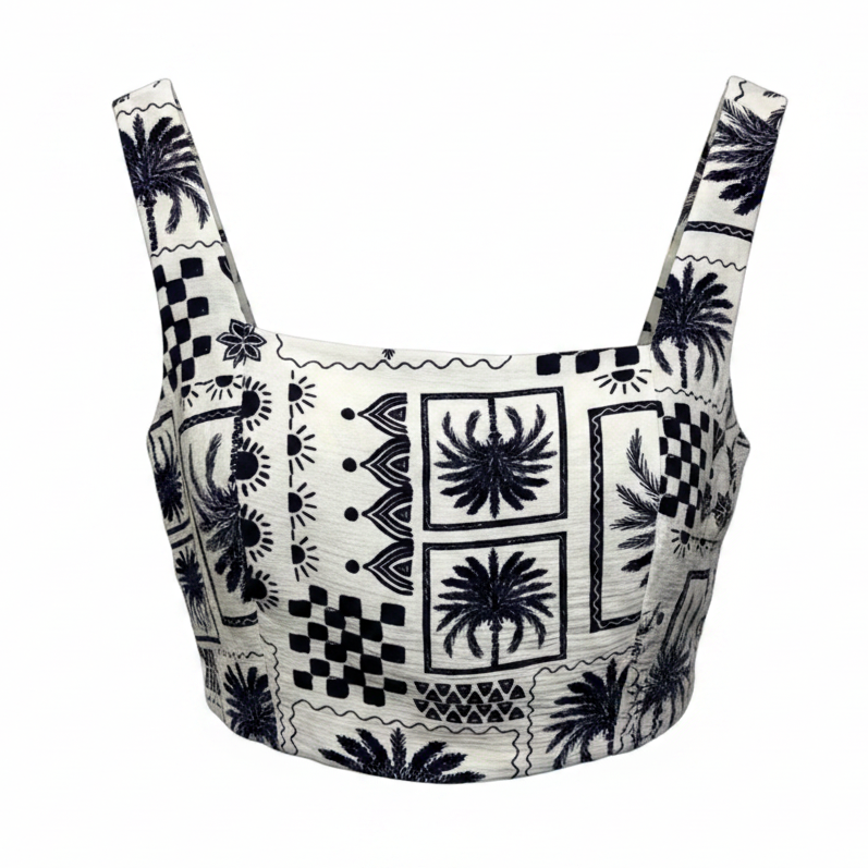 Top Sleeveless By Monteau In Tropical Print, Size: XL