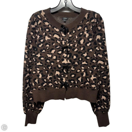 Sweater Cardigan By Express In Leopard Print, Size: M