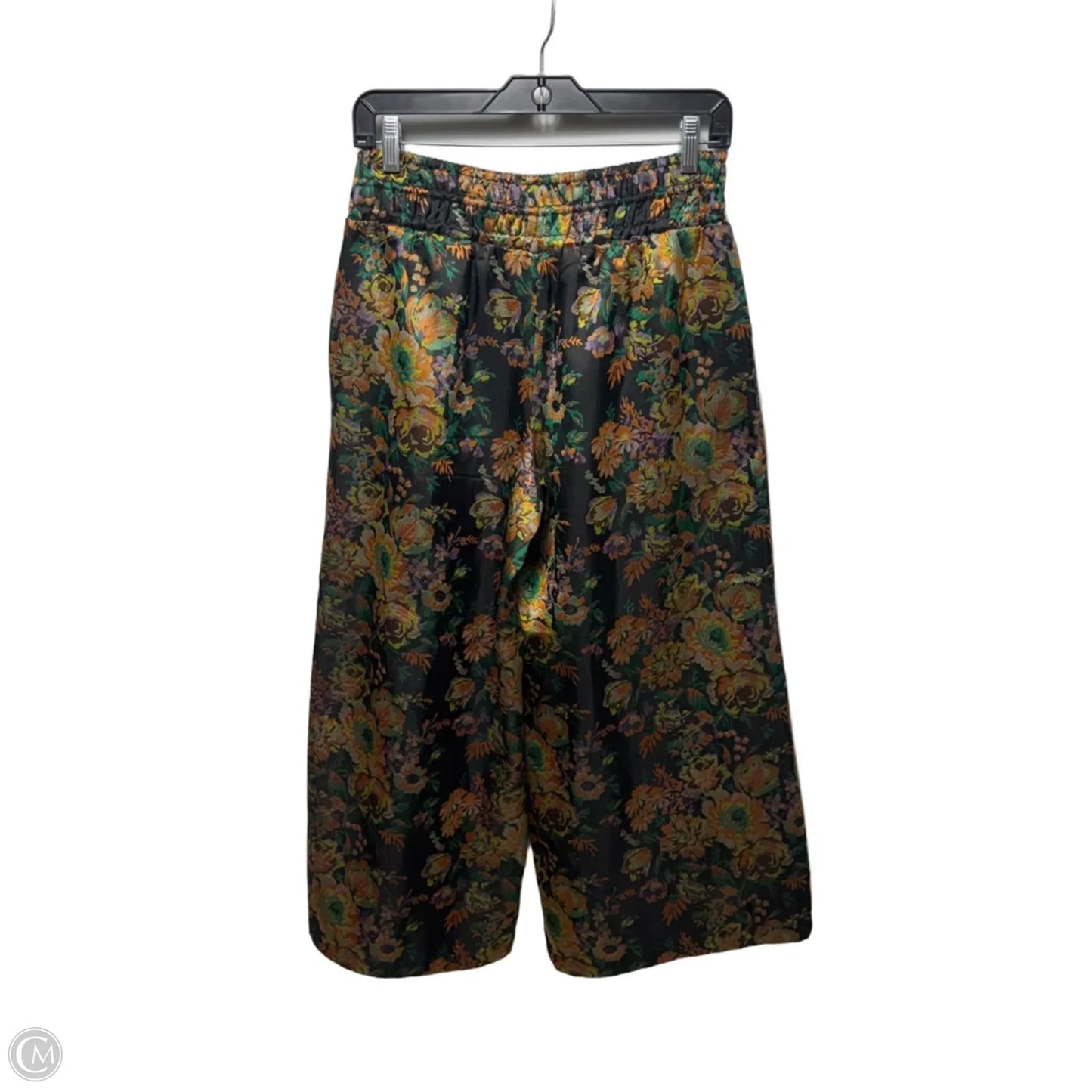 The Somerset Pull-On Pants: Cropped Jacquard Edition By Anthropologie In Floral Print, Size: XS