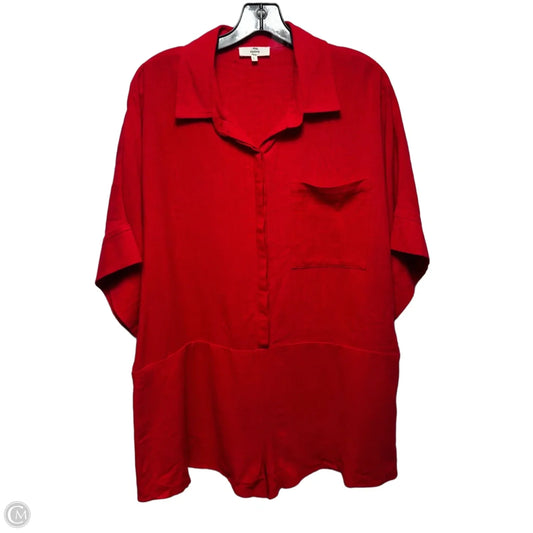 Linen Blend Romper By Entro In Red, Size: L