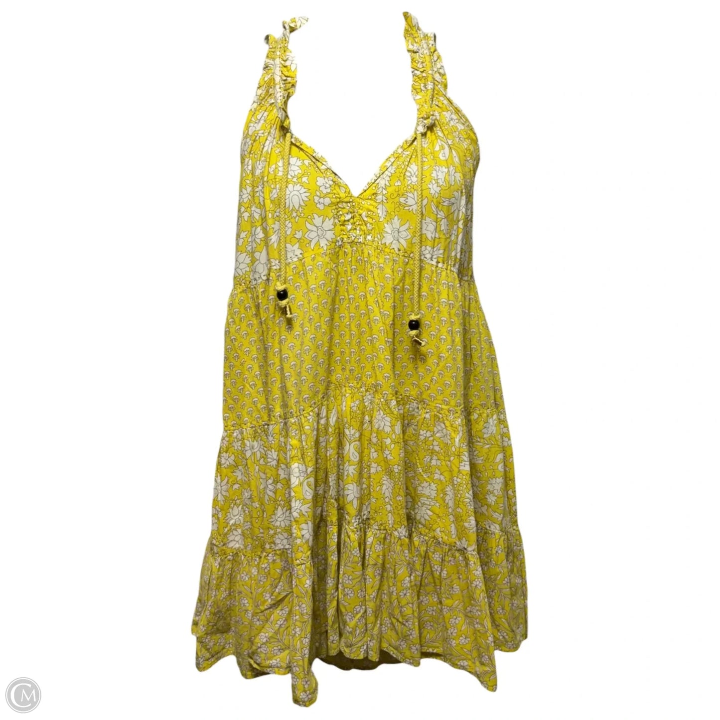 Sofia Sleeveless Tiered Mini Dress By Ros Garden In Yellow, Size: L