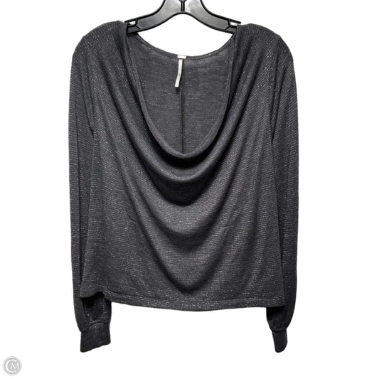 Metallic Knit Cowl Neck Top Long Sleeve By Free People In Silver, Size: S