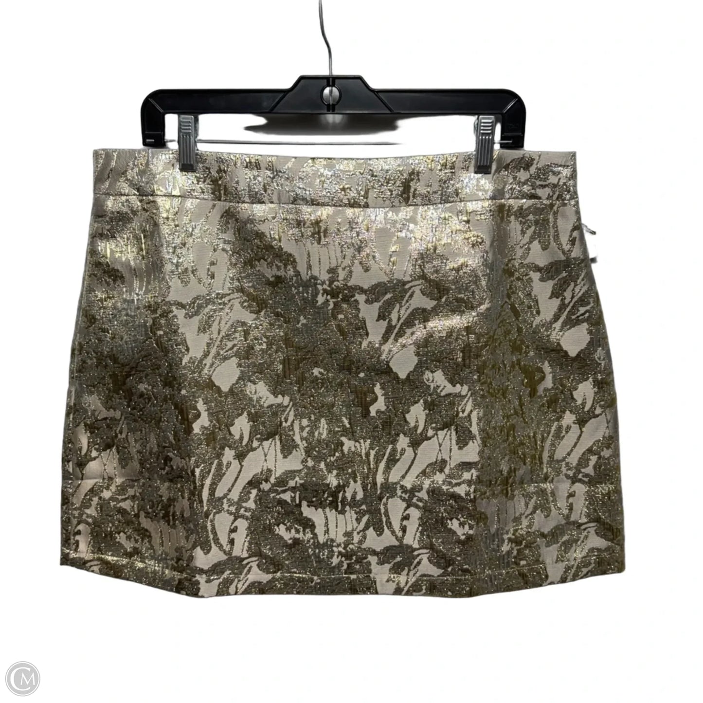 Cher Metallic Floral Brocade Mini A-Line Skirt By J.Marie In Gold, Size: XL