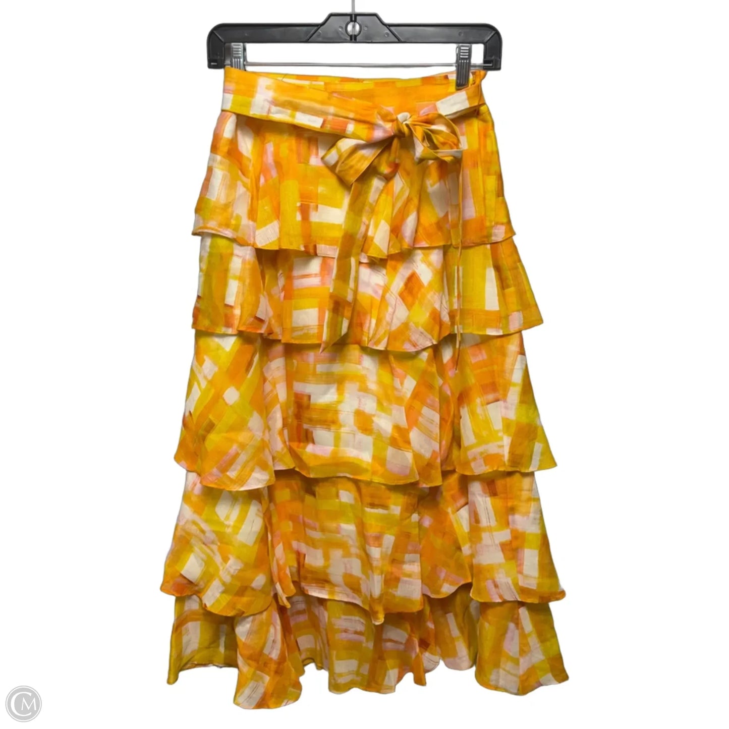 Adler Ruffle Tiered Skirt Midi By Marie Oliver In Orange, Size: 0