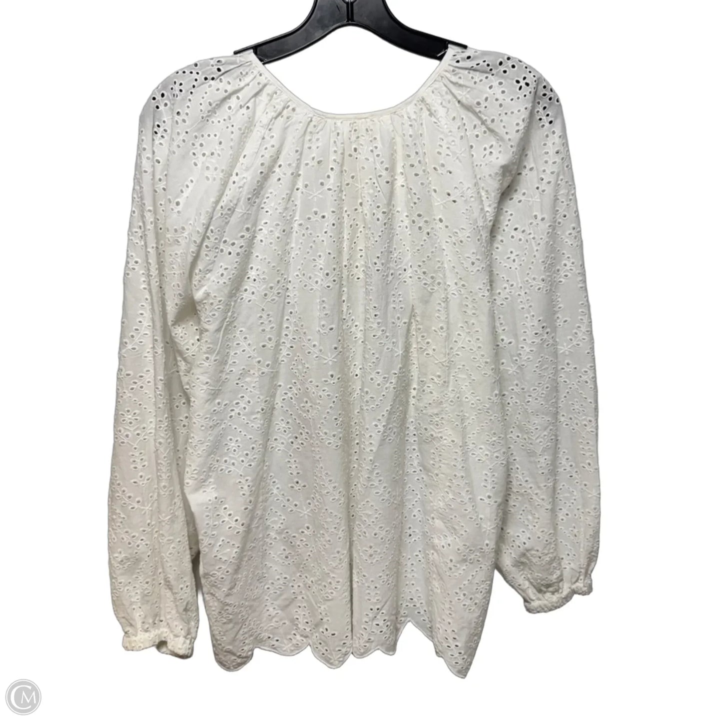 Cotton Eyelet Top Long Sleeve By Roller Rabbit In White, Size: S