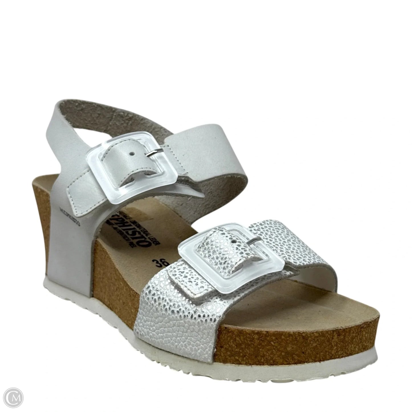 Lissandra Wedge Sandals By Mephisto In Silver, Size: 5.5