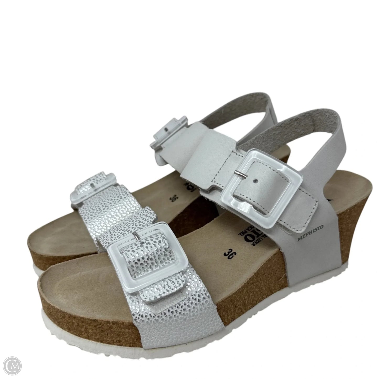 Lissandra Wedge Sandals By Mephisto In Silver, Size: 5.5