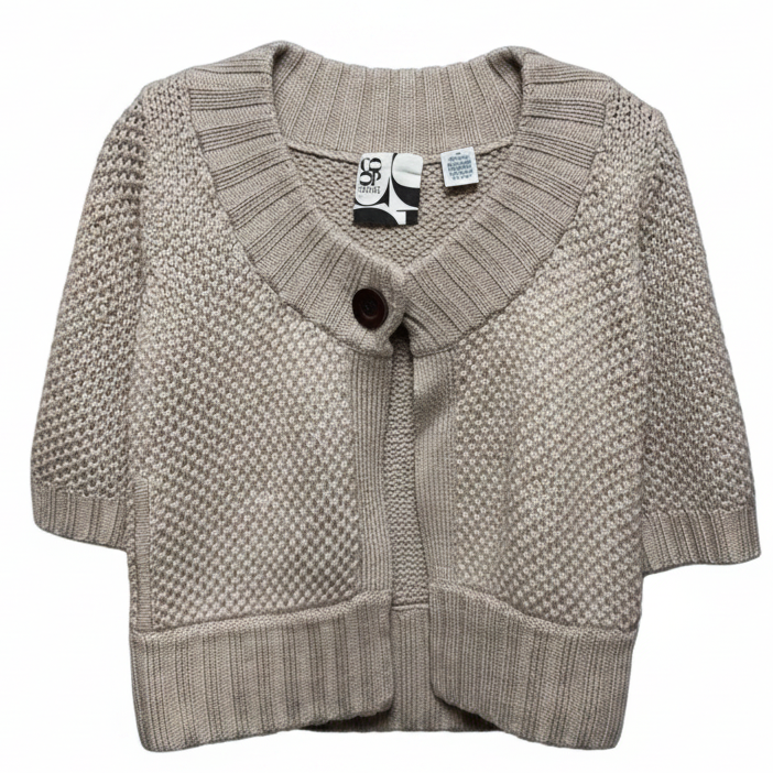 Wool Sweater Short Sleeve By Barneys Ny In Taupe, Size: XS