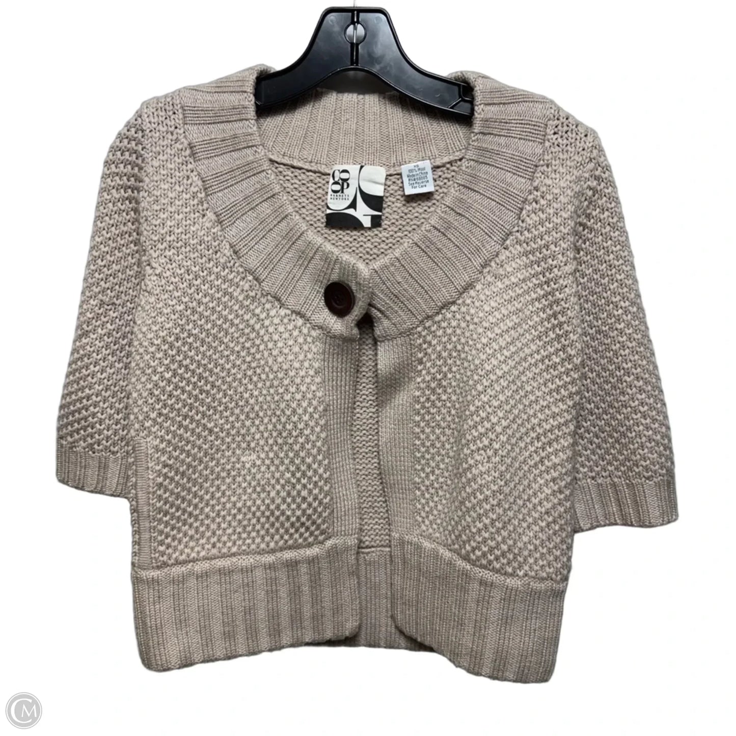 Wool Sweater Short Sleeve By Barneys Ny In Taupe, Size: XS