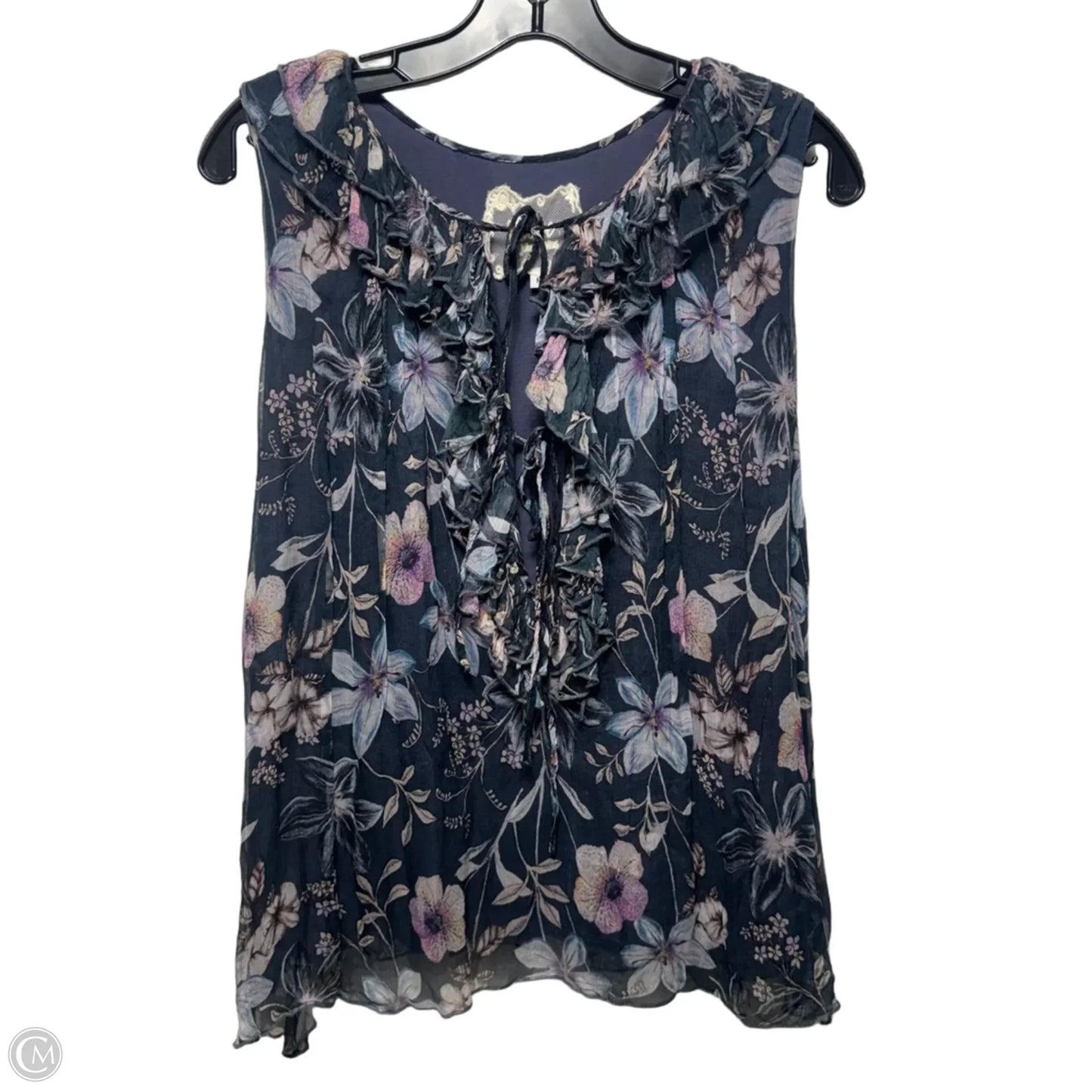 Silk Top Sleeveless By Johnny Was In Floral Print, Size: Medium