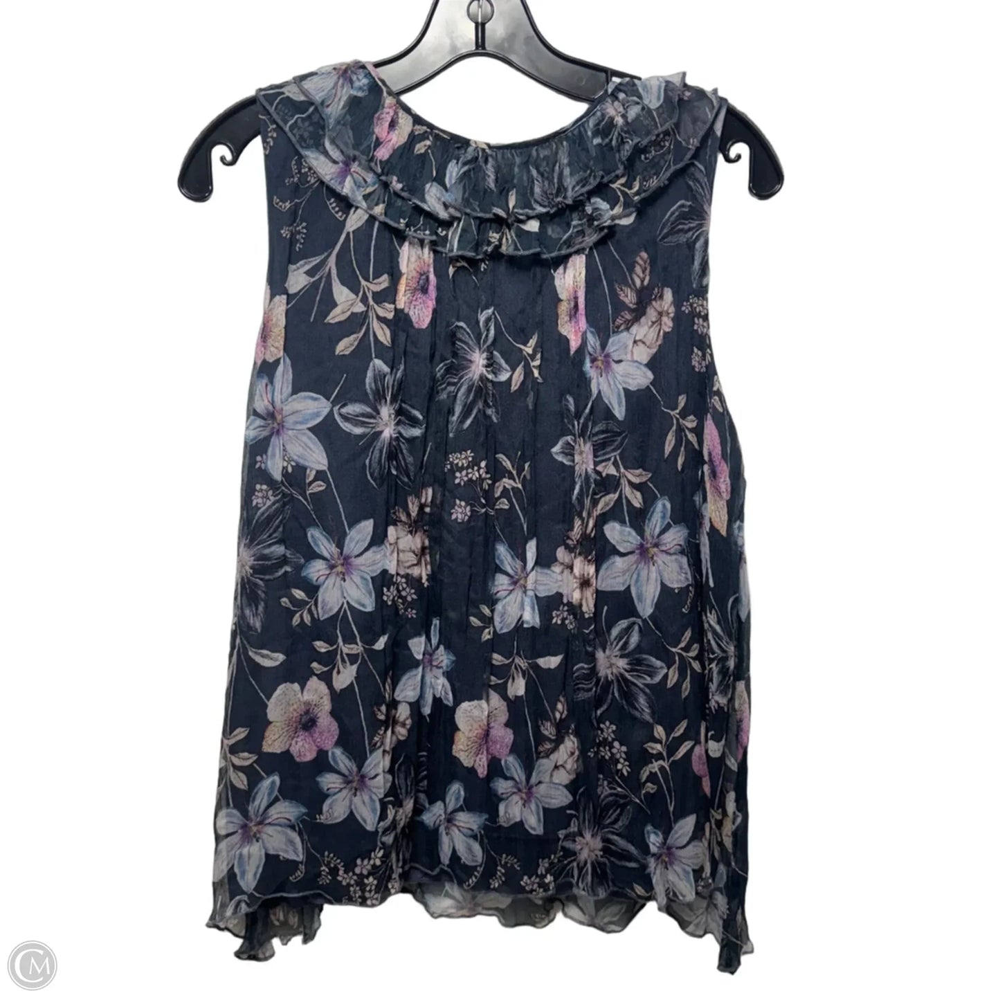 Silk Top Sleeveless By Johnny Was In Floral Print, Size: Medium