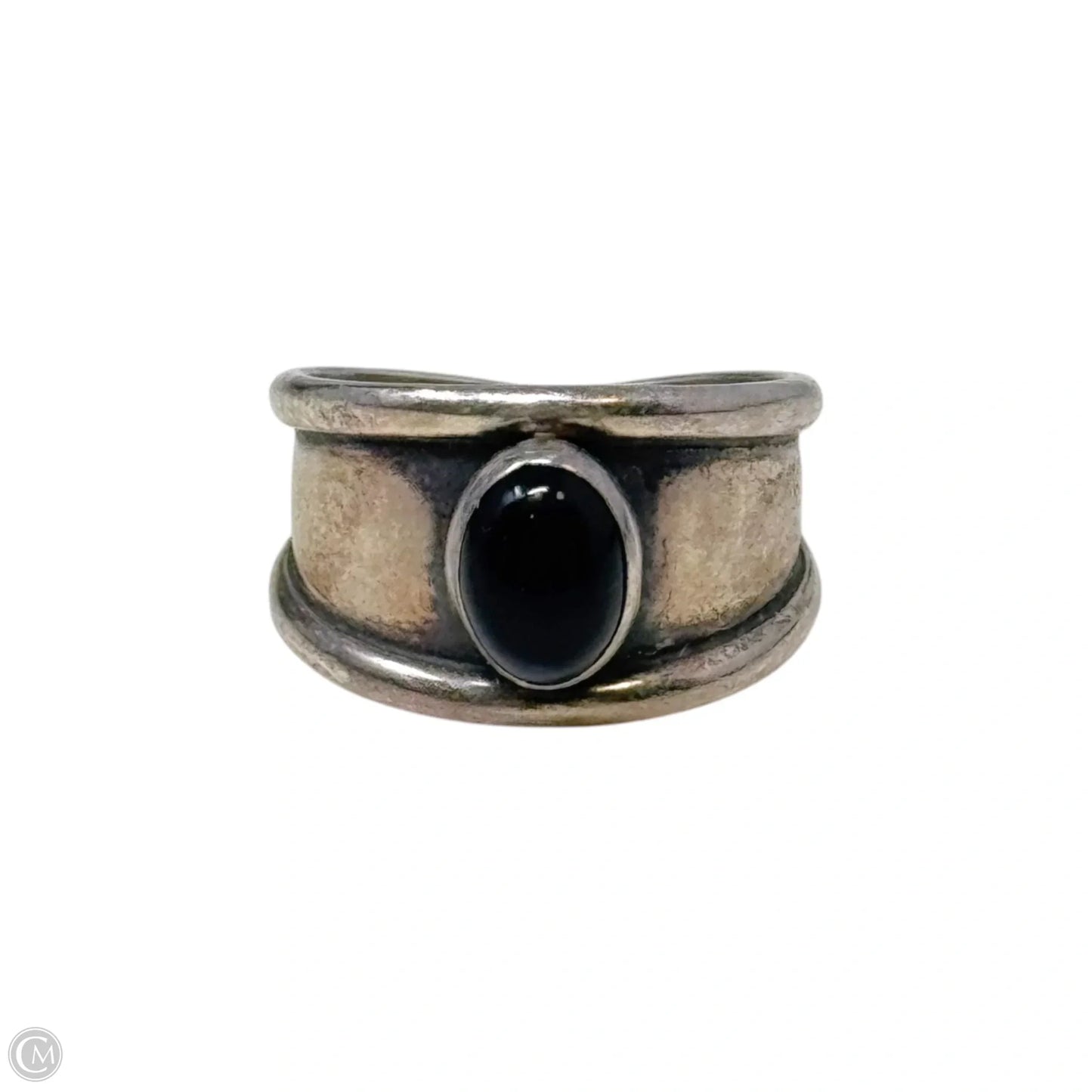 Black Stone Sterling Silver Ring, Size 6