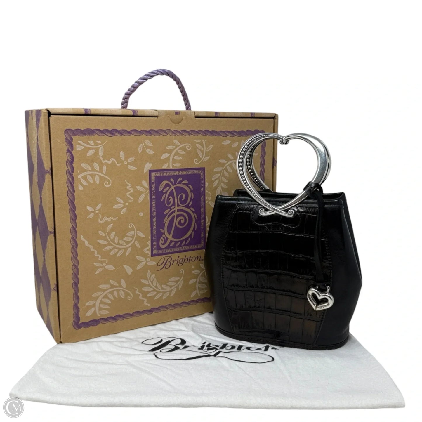Vintage Retired Brighton Sweetheart Corazon Mini Bucket Bag By Brighton In Croc Embossed Leather, Size: Small