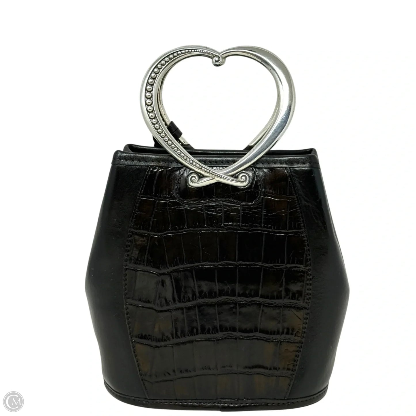 Vintage Retired Brighton Sweetheart Corazon Mini Bucket Bag By Brighton In Croc Embossed Leather, Size: Small