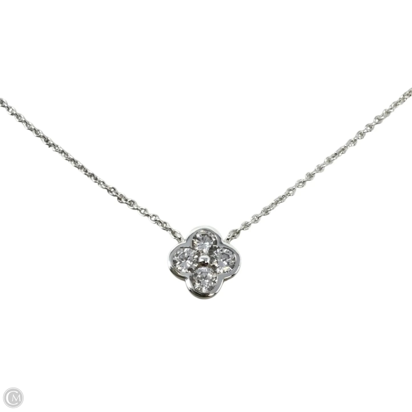 CZ & Electroplated Silver Clover Pendant Necklace