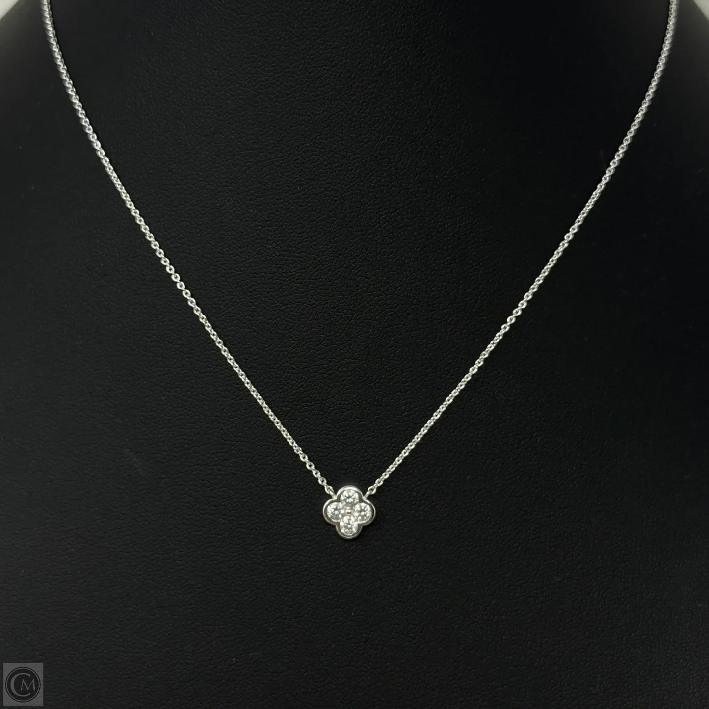 CZ & Electroplated Silver Clover Pendant Necklace