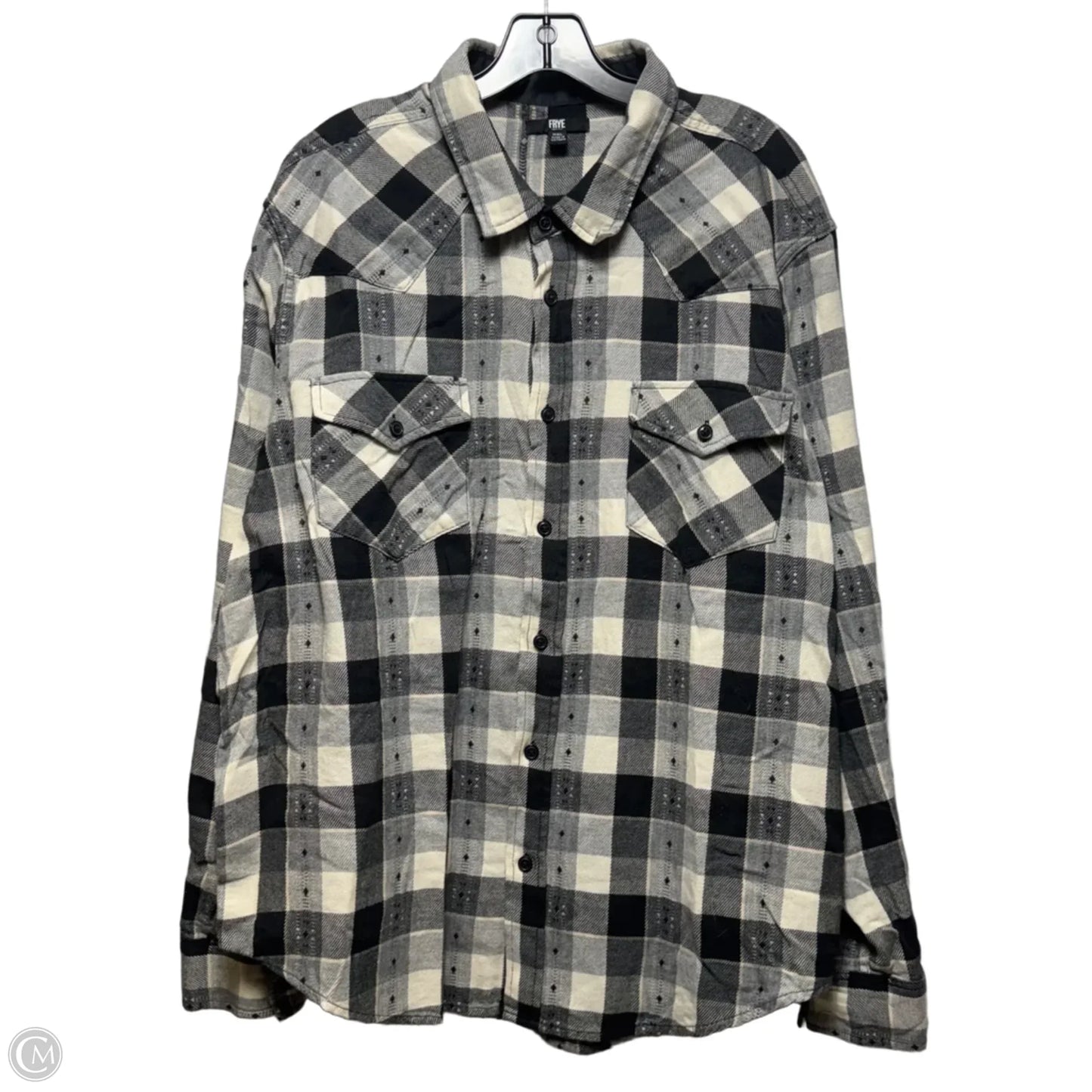 Top Long Sleeve Designer By Frye In Plaid Pattern, Size: Xxl