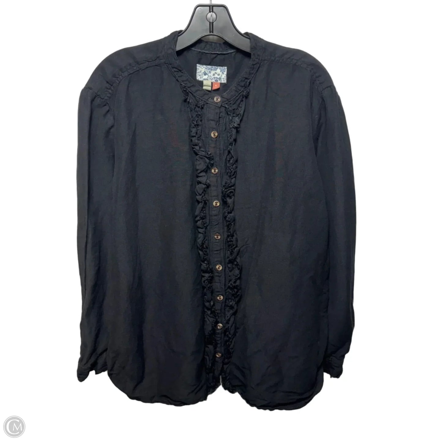 Linen Blend Top Long Sleeve By Pilcro In Black, Size: Xl