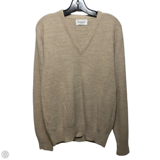 Sweater Cardigan Luxury Designer By Dior In Tan, Size: L