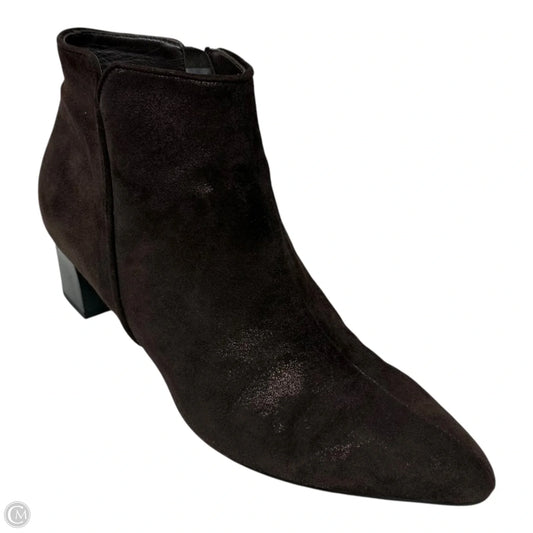 Metallic Suede Boots Ankle Heels By Brunate In Bronze, Size: 9.5 (39.5)