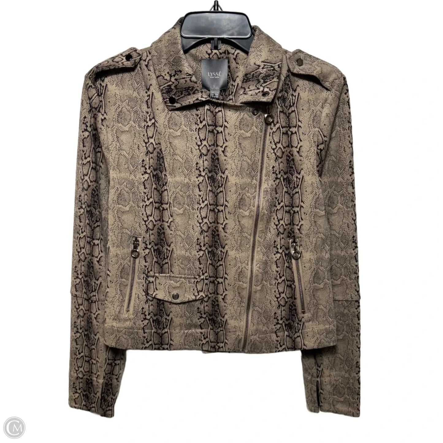 Vegan Suede Jacket Moto By Lysse In Snakeskin Print, Size: S