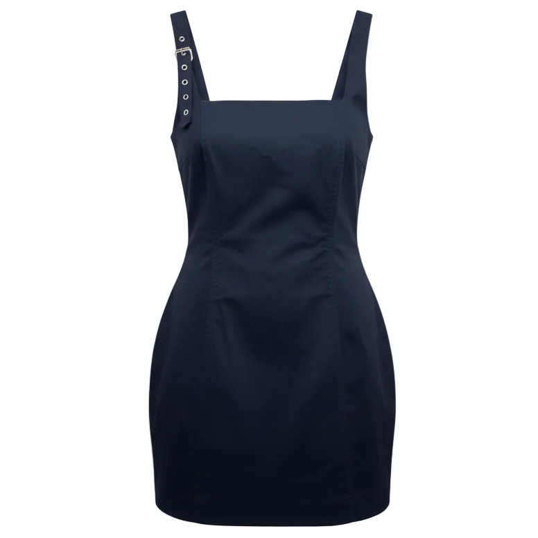 Belted Shoulder Strap Mini Dress By Maeve In Navy, Size: L