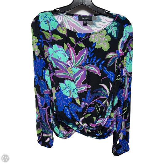 Crystal Girl Boatneck Top Long Sleeve By Karen Kane In Tropical Print, Size: S