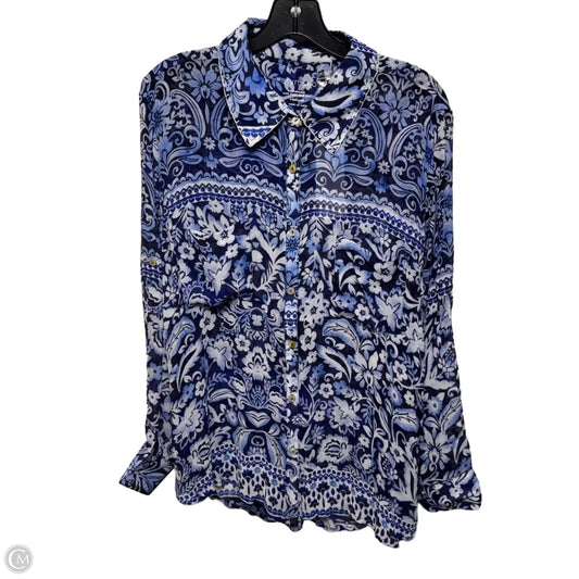 WOV HOLLY Top Long Sleeve By karyn seo In Blue Multi, Size: M