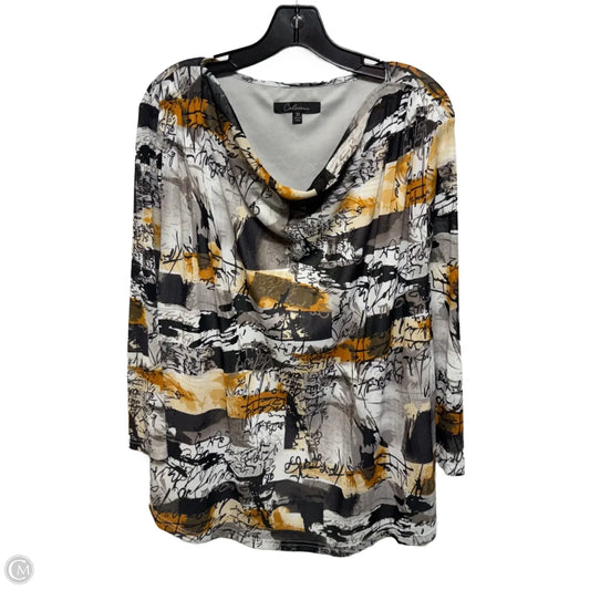 Top Long Sleeve By Calessa In Gold Multi-colored, Size: 3x