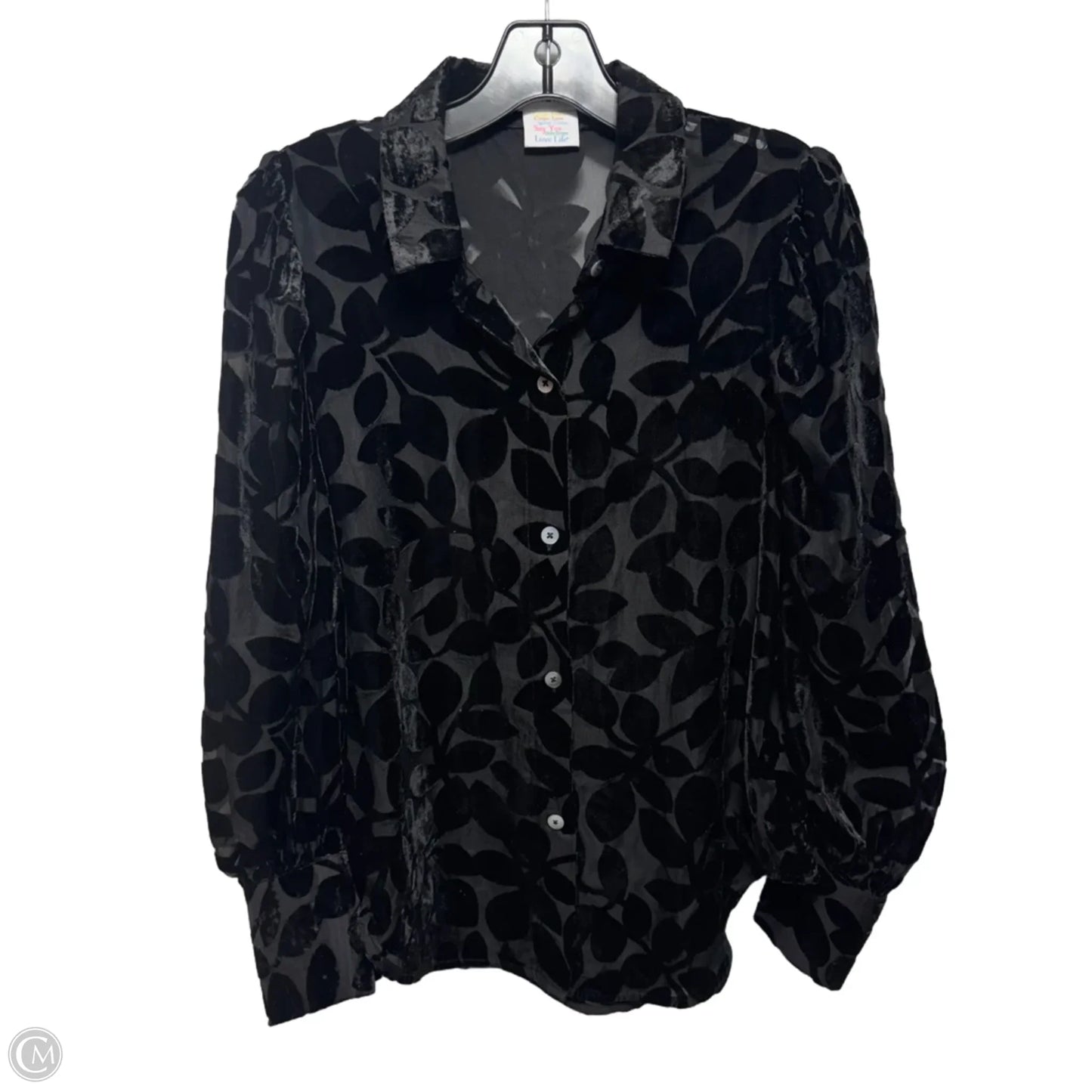 Sumptuous Blouse By Gretchen Scott In Black Luxe Leaf Velvet, Size: S