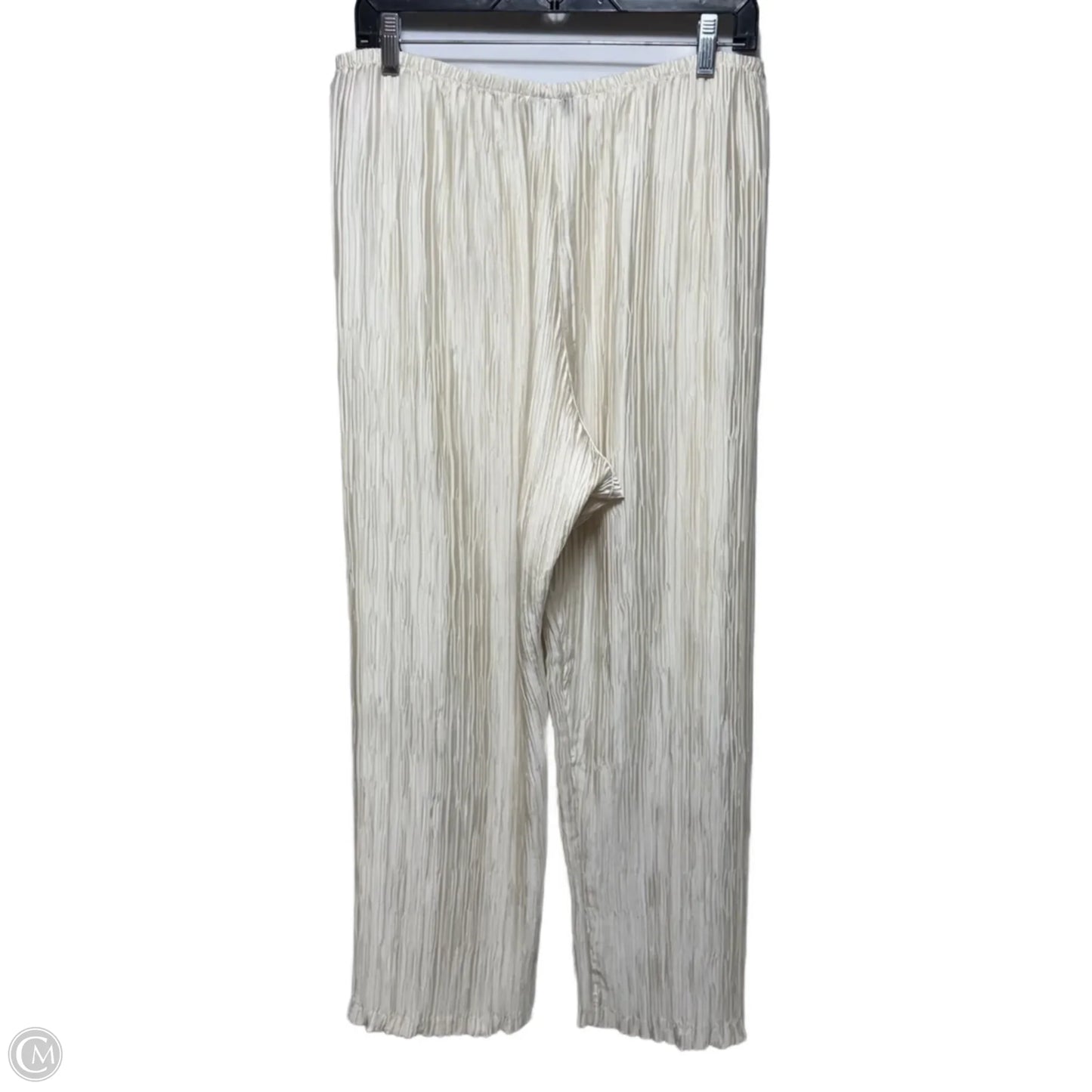 Plissé Wide Leg Pants By Caroline Rose In Ivory, Size: XL