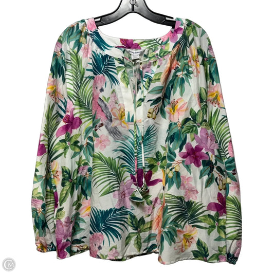 Top Long Sleeve By Tommy Bahama In Tropical Print, Size: Xl