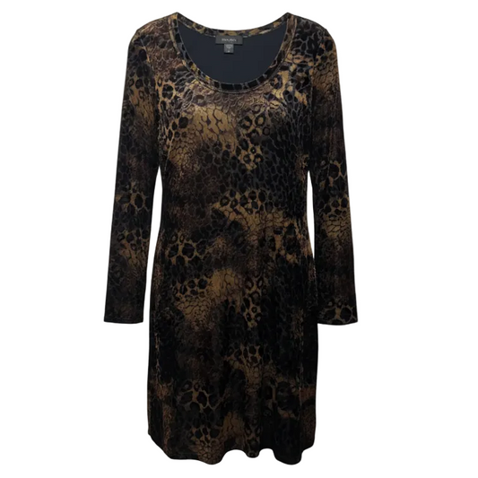 Velvet Burnout Mini Dress By Karen Kane In Animal Print, Size: L