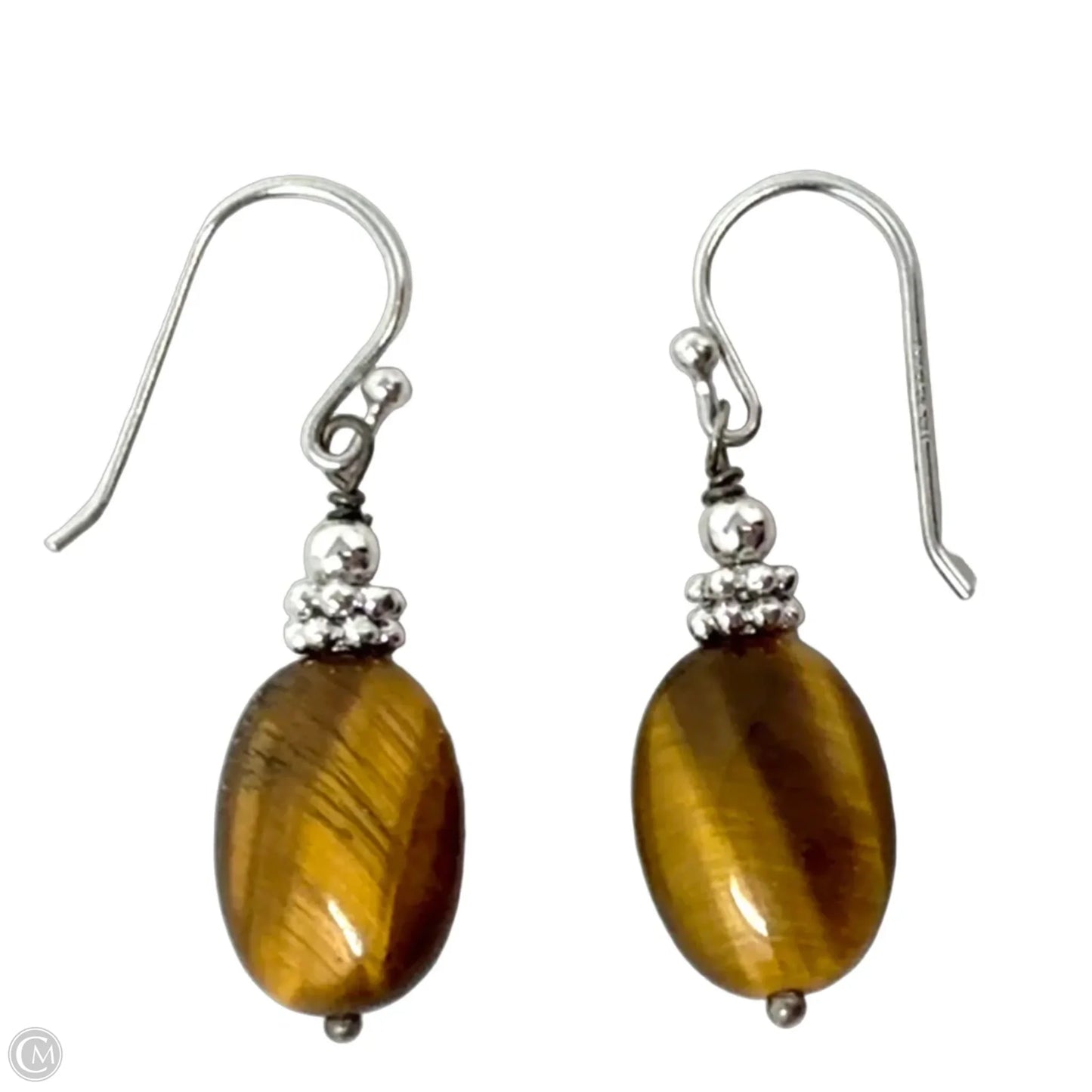 Sterling Silver & Tigers Eye Drop Earrings By ATI