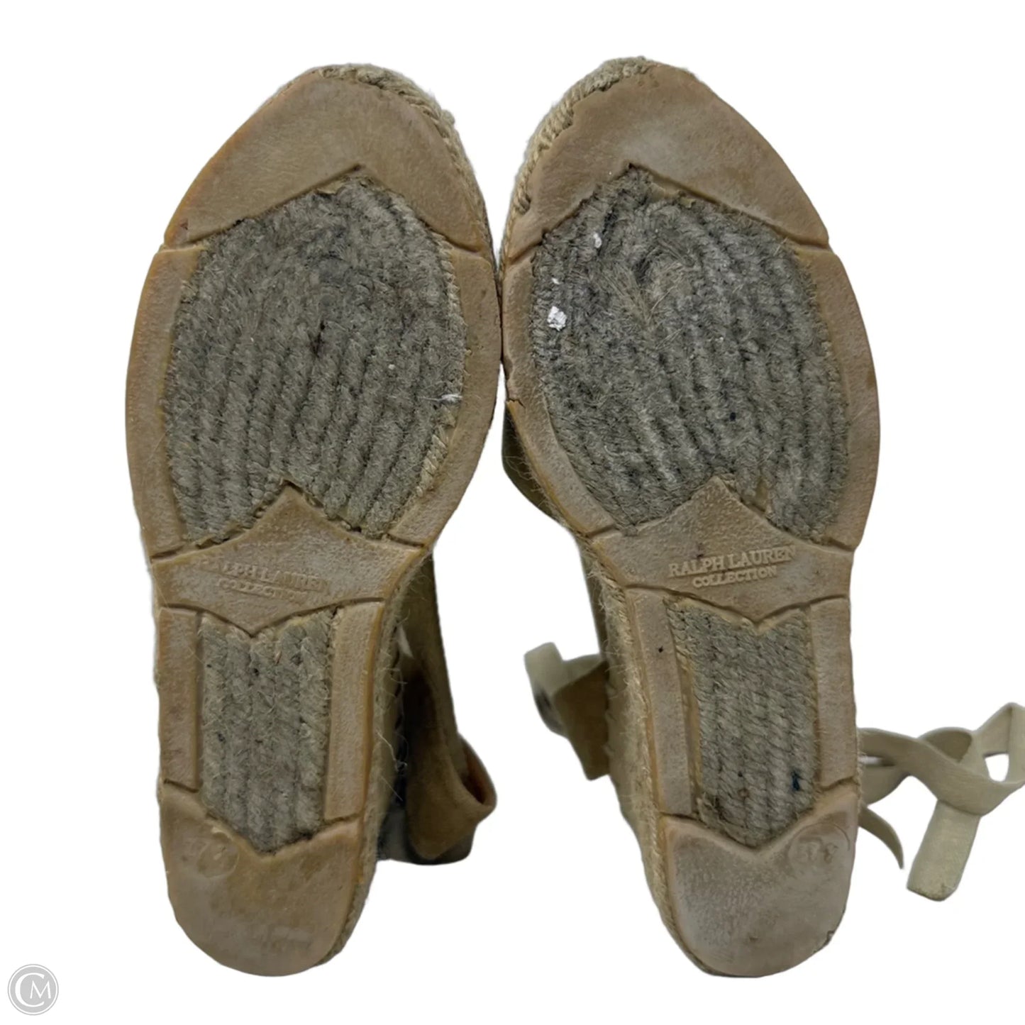 Suede  Ankle Wrap Wedge Espadrilles By Ralph Lauren Collection In Tan, Size: 7.5