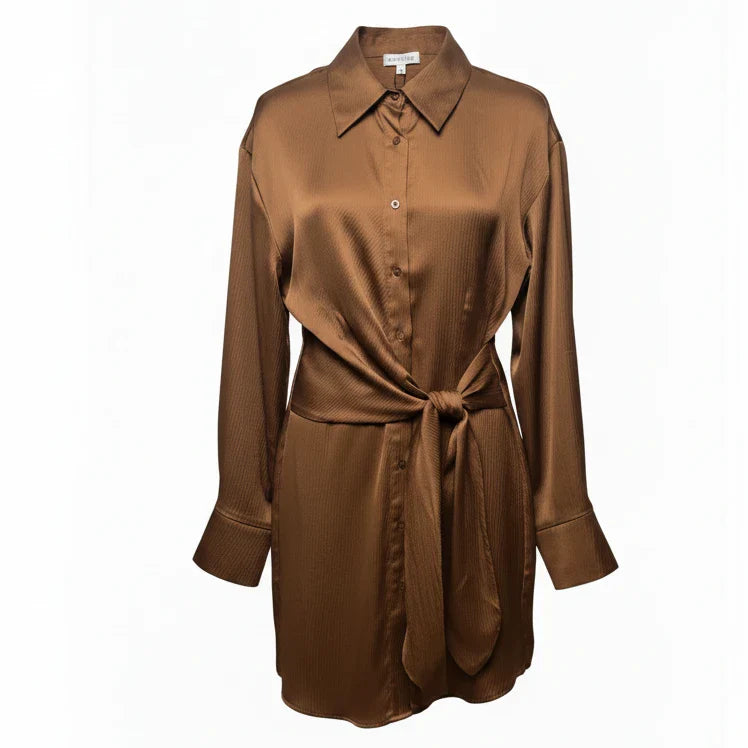 Mina Crepe Dress Casual Short By Gianni Bini In Bronze, Size: S