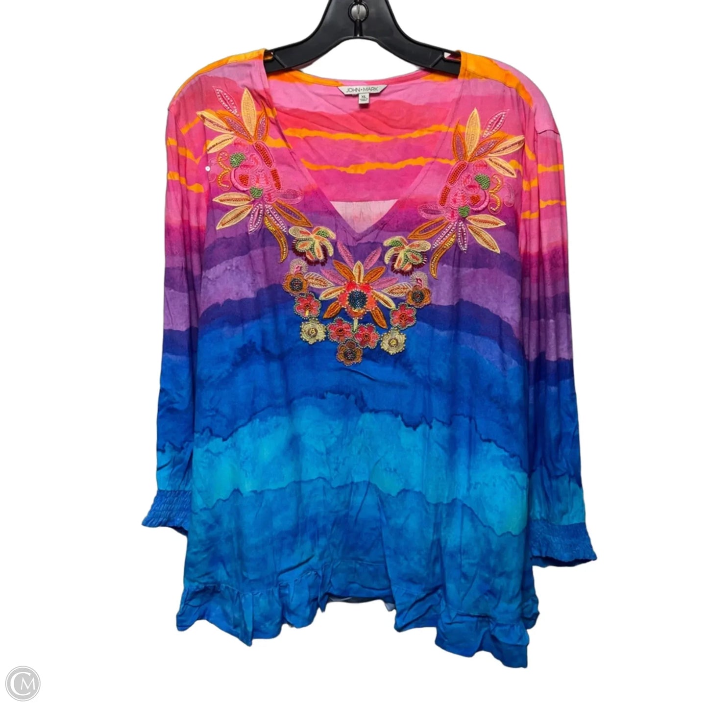 Top Long Sleeve By John Mark In Tie Dye Print, Size: Xl