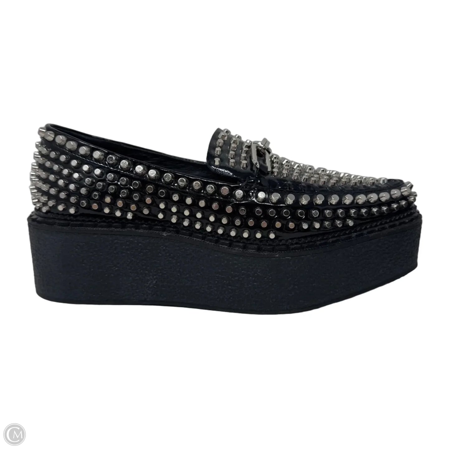 Choux-St Studded Platform Loafers By Jeffrey Campbell In Black & Silver, Size: 8.5