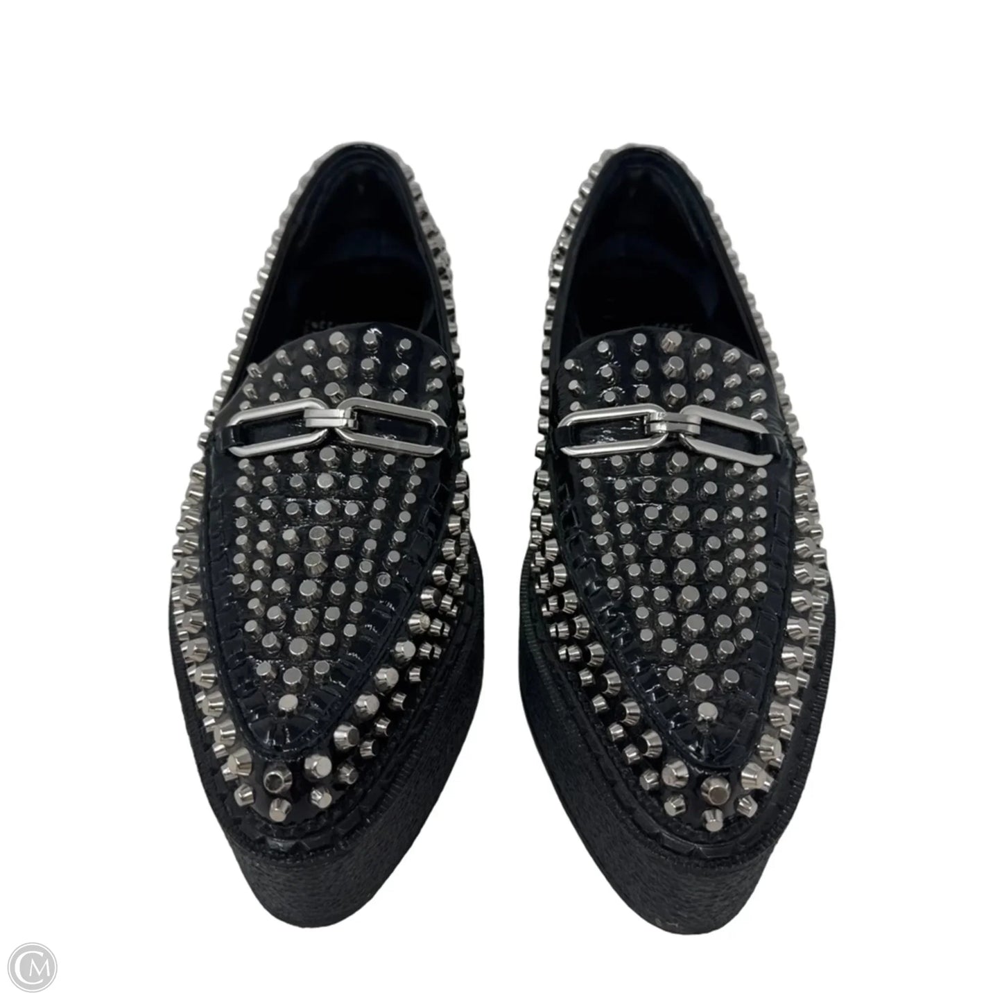Choux-St Studded Platform Loafers By Jeffrey Campbell In Black & Silver, Size: 8.5