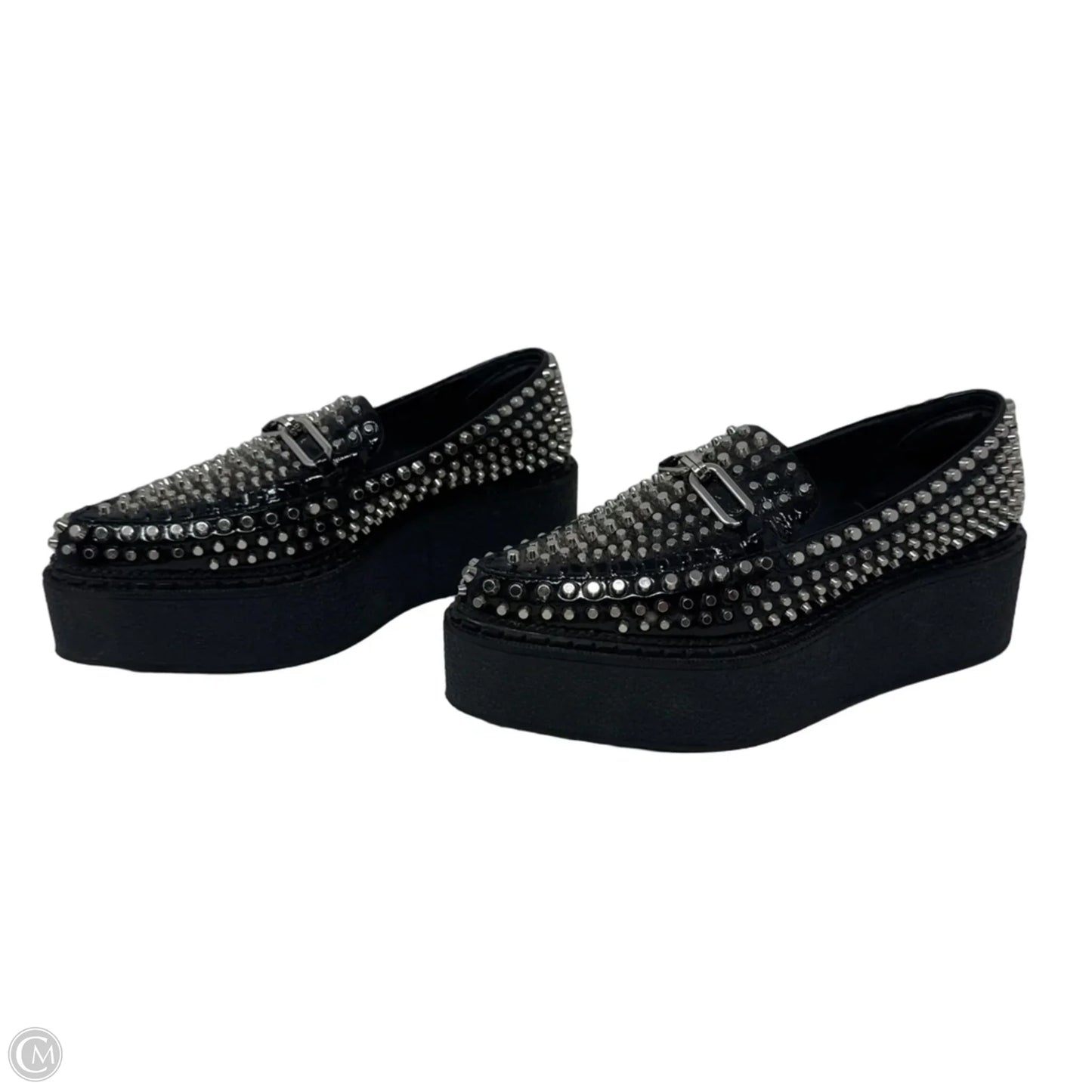 Choux-St Studded Platform Loafers By Jeffrey Campbell In Black & Silver, Size: 8.5