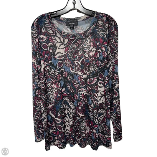 Mesh Top Long Sleeve By Karen Kane In Floral Print, Size: 2x