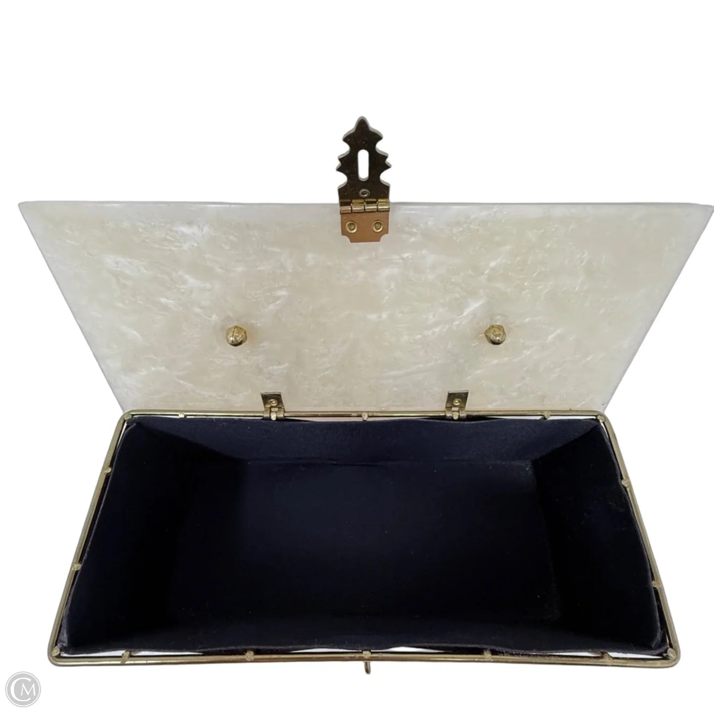 Vintage Collectible Mid-Century Modern Lucite & Woven Copper Box Bag, Size: Small