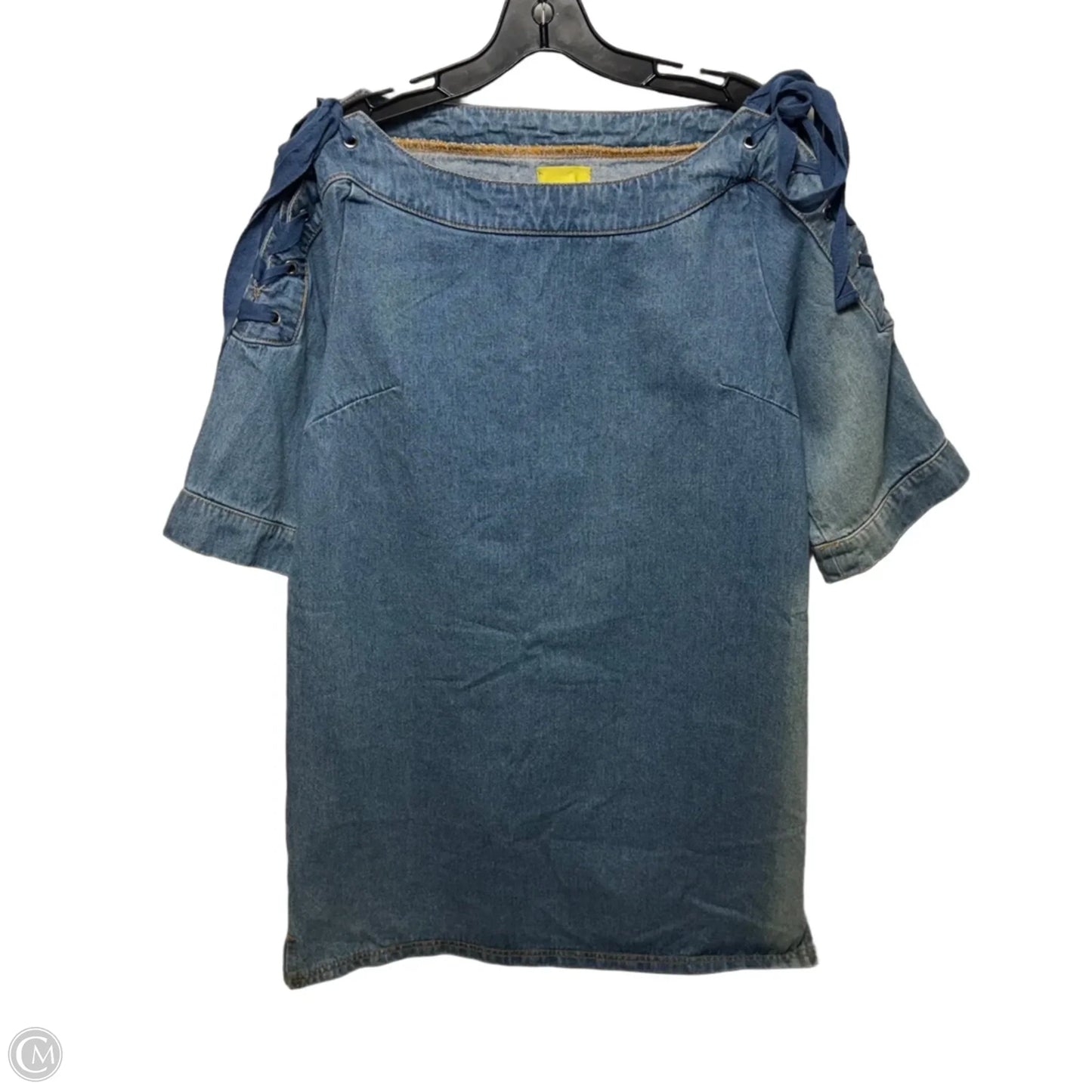 Denim Lace-Up Shift Dress By Maeve In Blue Denim, Size: S