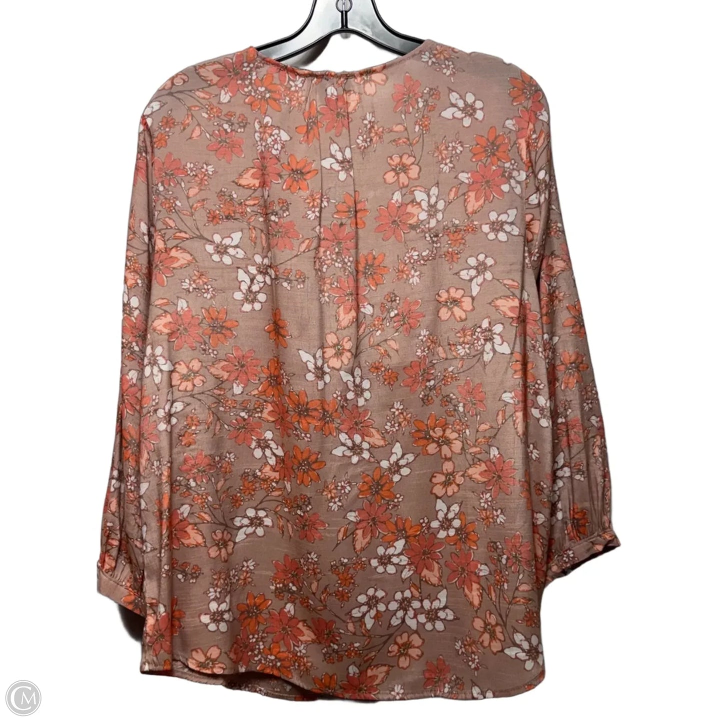 Top Long Sleeve By Como Vintage In Peach, Size: Xl
